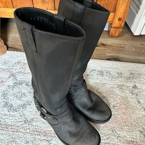 Black Knee-High Motorcycle Boots